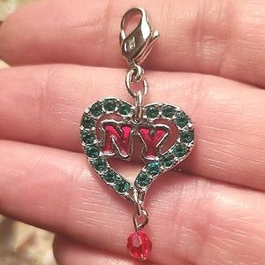 Swarovski Crystal & Enamel NY Heart Charm